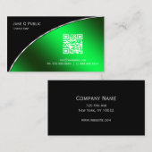 Moderne, heldere, groene QR elegant Professional Visitekaartje (Voorkant / Achterkant)