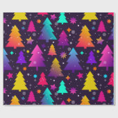 Moderne heldere kerstbomen cadeaupapier (Vlak)