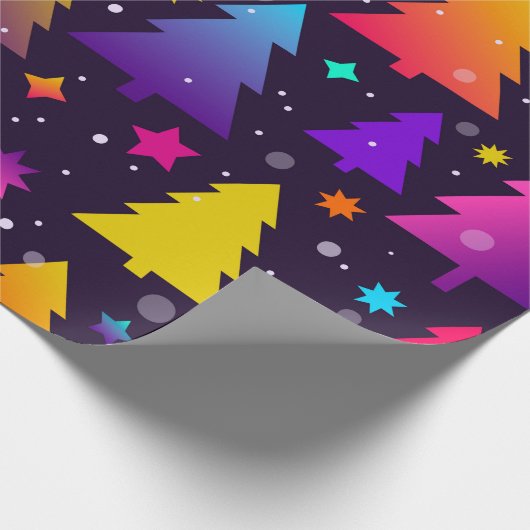 Moderne heldere kerstbomen cadeaupapier (Hoek)