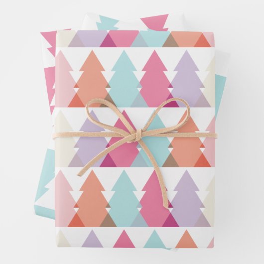 Moderne heldere kerstbomen inpakpapier vel (In situ)