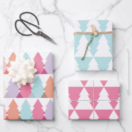 Moderne heldere kerstbomen inpakpapier vel