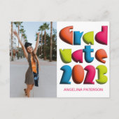 Moderne, heldere kleurentekst Afstuderen Uitnodiging Briefkaart (Voorkant)