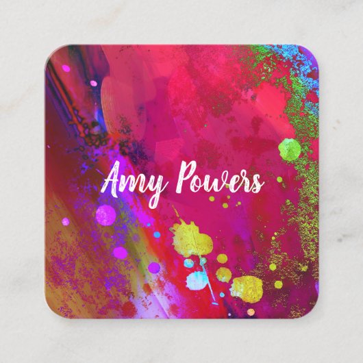 moderne heldere, kleurrijke abstracte kunst dubbel vierkante visitekaartje (Voorkant)