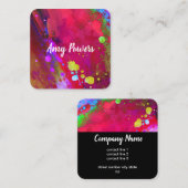 moderne heldere, kleurrijke abstracte kunst dubbel vierkante visitekaartje (Voorkant / Achterkant)