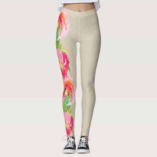 Moderne heldere, kleurrijke, bijtende Waterverf Leggings (Voorkant)