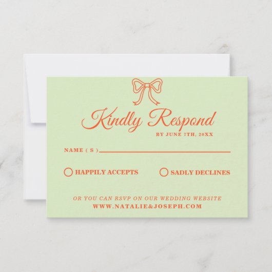 Moderne Heldere Kleurrijke Retro Getrokken Lintbru RSVP Kaartje (Voorkant)