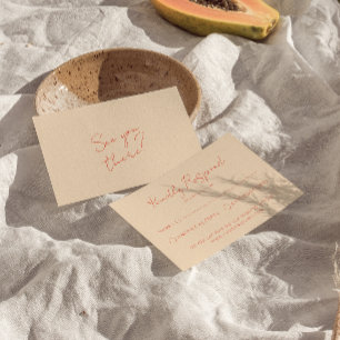 Moderne heldere kleurrijke retro grillige bruiloft RSVP kaartje