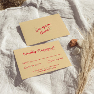 Moderne Heldere Kleurrijke Retro Leuke Funky Bruil RSVP Kaartje