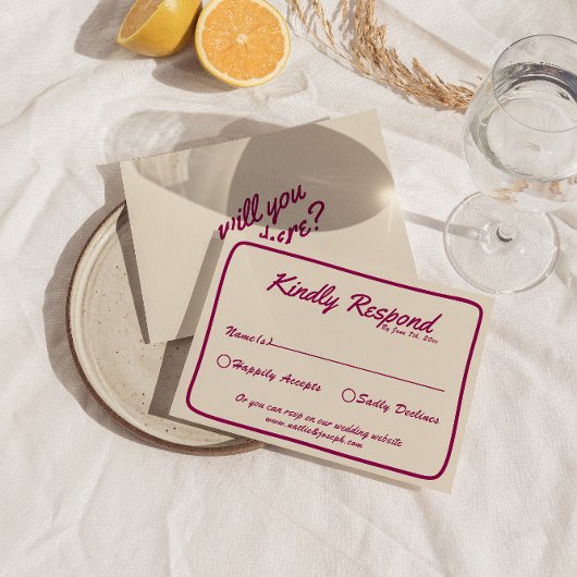 Moderne Heldere Kleurrijke Retro Leuke Whimsical B RSVP Kaartje