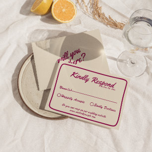 Moderne Heldere Kleurrijke Retro Leuke Whimsical B RSVP Kaartje