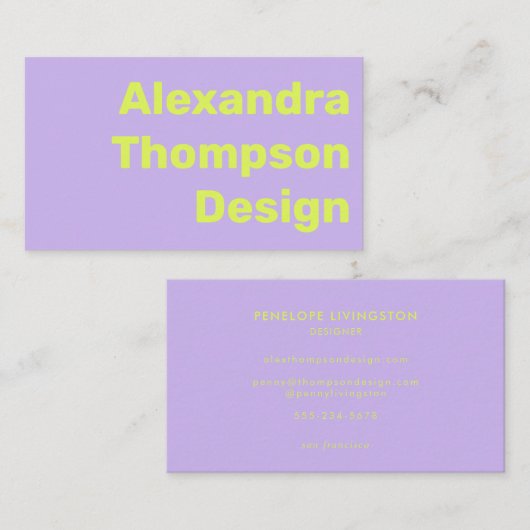 Moderne, heldere lavender, eenvoudig te gebruiken visitekaartje (Voorkant / Achterkant)