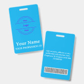 Moderne heldere luchtblauwe gepersonaliseerde ID-b Badge (Voor- en achterkant)