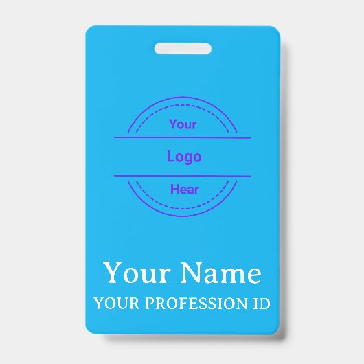 Moderne heldere luchtblauwe gepersonaliseerde ID-b Badge (Voorzijde)