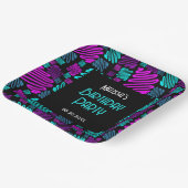 Moderne Heldere Neon Geometrische Patroon Verjaard Papieren Bordje (Gebogen)