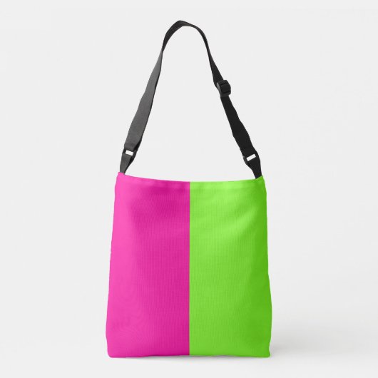 Moderne, heldere Neon Roze Groene Monogram Crossbody Tas (Achterkant)