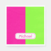 Moderne, heldere Neon Roze Groene Monogram Servetten (Voorkant)