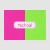 Moderne, heldere Neon Roze Groene Monogram Tissuepapier (Voorkant)