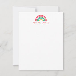 Moderne heldere regenboog gepersonaliseerde kinder notitiekaartje