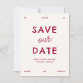 Moderne heldere retro golvende lijst foto bruiloft save the date (Voorkant)