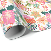 Moderne heldere retro kleurrijke kerstvakantie cadeaupapier (Rol Hoek)