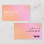 Moderne heldere, roze en oranje nagellak  visitekaartje (Voorkant / Achterkant)
