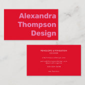 Moderne, heldere roze en rode, eenvoudige tinten visitekaartje (Voorkant / Achterkant)