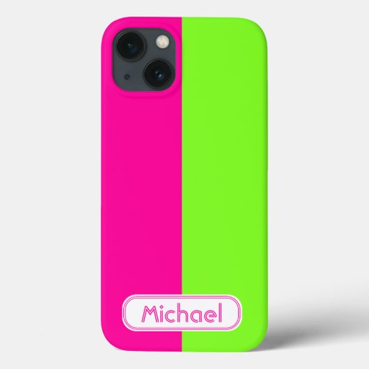 Moderne, heldere, roze, groene monogram Case-Mate iPhone case (Achterkant)