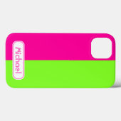 Moderne, heldere, roze, groene monogram Case-Mate iPhone case (Achterkant (horizontaal))
