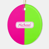 Moderne, heldere, roze, groene monogram keramisch ornament (Links)