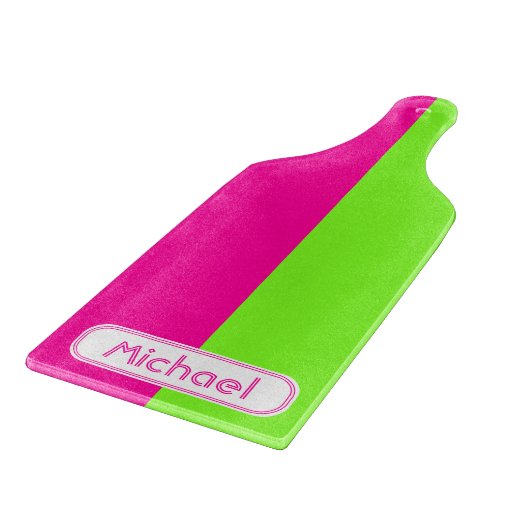 Moderne, heldere, roze, groene monogram snijplank (Hoek)