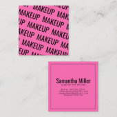 Moderne heldere roze herhalende tekstpatroonsamens vierkante visitekaartje (Voorkant / Achterkant)