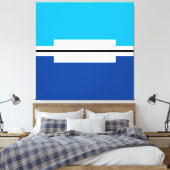 Moderne Heldere Twee Tone Blauwe Witte Kleurenblok Canvas Afdruk (Insitu (Slaapkamer))