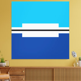 Moderne Heldere Twee Tone Blauwe Witte Kleurenblok Canvas Afdruk