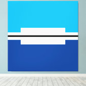 Moderne Heldere Twee Tone Blauwe Witte Kleurenblok Canvas Afdruk (Insitu (Houten vloer))