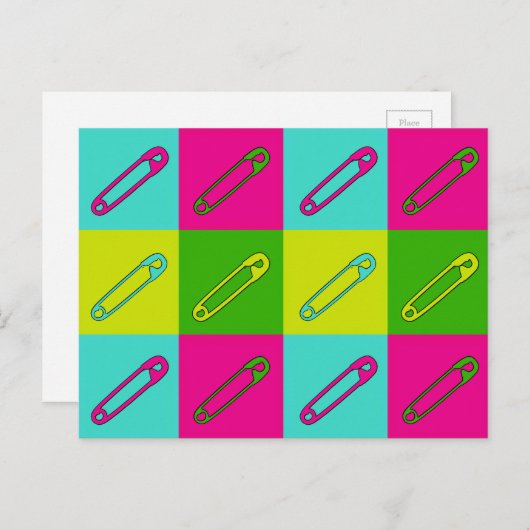 Moderne, heldere veiligheidsspelden briefkaart (Voorkant / Achterkant)