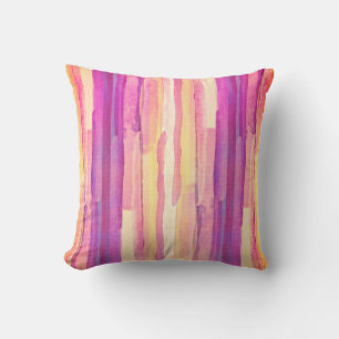 moderne heldere waterverf strepen paars roze kussen