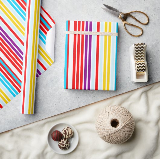 Moderne Heldere Zomer Stripe Patroon Kleurrijk Cadeaupapier (Crafts)