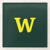 Moderne heldergele initialen letters glazen onderzetter (Voorkant)