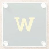 Moderne heldergele initialen letters glazen onderzetter (Achterkant)