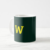 Moderne heldergele initialen letters koffiemok (Voorkant links)