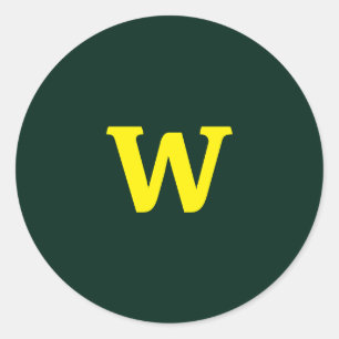 Moderne heldergele initialen letters ronde sticker