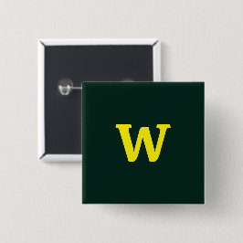 Moderne heldergele initialen letters vierkante button 5,1 cm