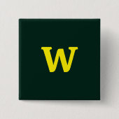 Moderne heldergele initialen letters vierkante button 5,1 cm (Voorkant)