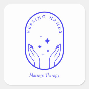Moderne Helende Handen Massage, Wellness Blauwe Lo Vierkante Sticker