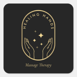 Moderne Helende Handen Massage, Wellness Goud Logo Vierkante Sticker
