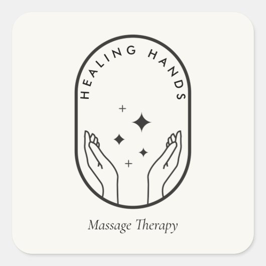 Moderne Helende Handen Massage, Wellness Logo Ivoo Vierkante Sticker (Voorkant)