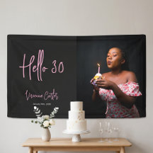 Moderne Hello 30 Roze Zwart 30ste Verjaardagsfeest