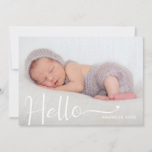Moderne Hello Baby Foto Geboorteaankondiging Aankondiging