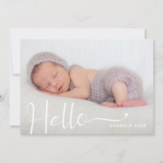 Moderne Hello Baby Foto Geboorteaankondiging Aankondiging (Voorkant)