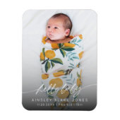 Moderne Hello Baby Pasgeboren Foto Elegant Schrift Magneet (Verticaal)